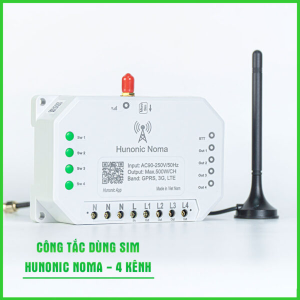 Công tắc Hunonic Noma 4CH – Điều khiển mọi thiết bị từ xa qua điện thoại dùng sim