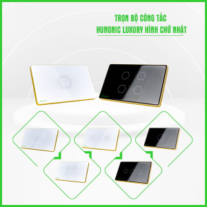 Công Tắc  Luxury Hình Chữ Nhật Viền Vàng