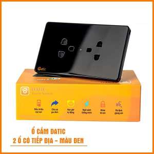 [Ổ Cắm Datic] 2 Ổ Có Tiếp Địa Màu Đen