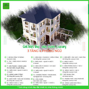 Trọn gói Biệt thự sân vườn Luxury cho nhà 3 tầng, 4 phòng ngủ Trọn gói Biệt thự sân vườn Luxury cho nhà 3 tầng, 4 phòng ngủ
