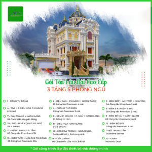 Trọn gói Tòa lâu đài cao cấp cho nhà 3 tầng, 5 phòng ngủ Trọn gói Tòa lâu đài cao cấp cho nhà 3 tầng, 5 phòng ngủ